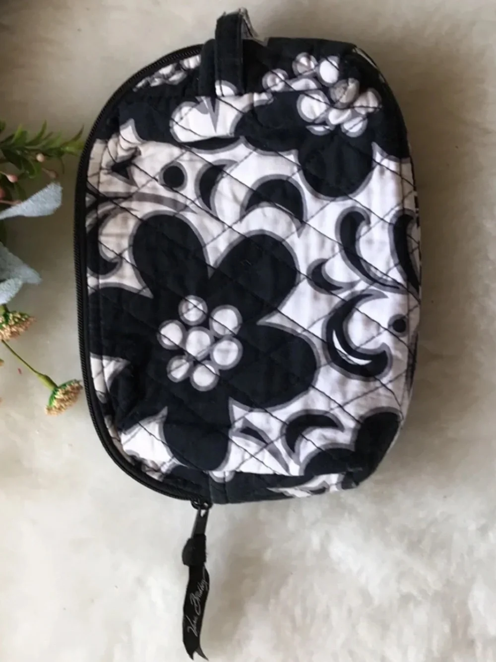 Vera Bradley Night & Day black white retired Small Cosmetic & matching wristlet